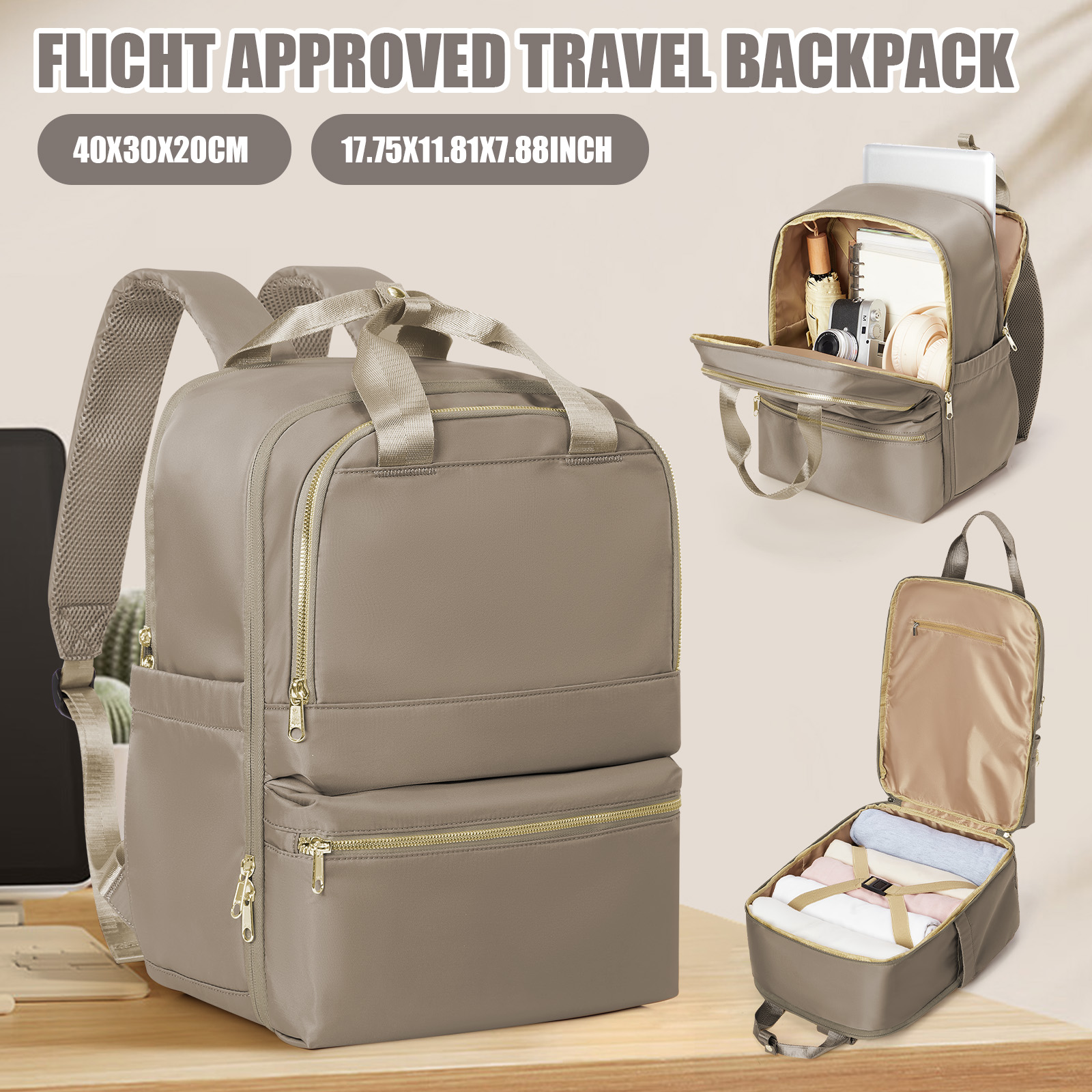 Canvas Backpack Casual - 라이언에어 40x30x20 여성용 여행 배낭, 교사용