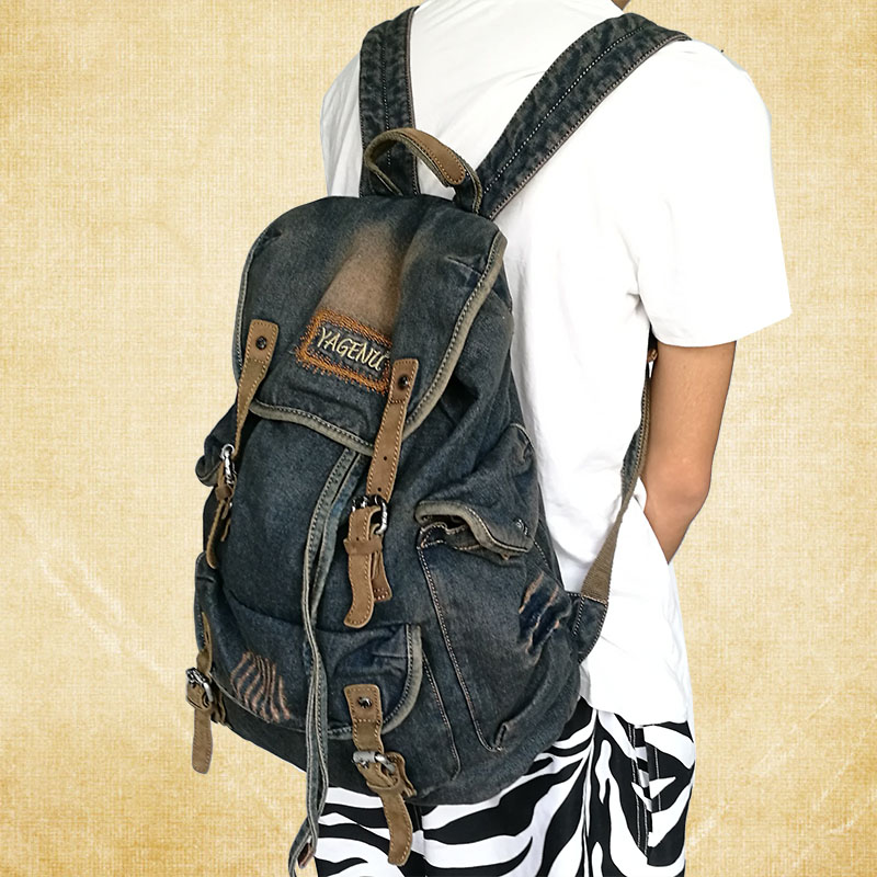 레트로 캔버스 가죽 더블 숄더백 캐주얼 여행 배낭 남녀 - Canvas Backpack Casual 리뷰 및 가격