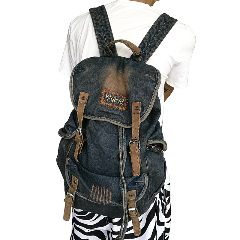 레트로 캔버스 가죽 더블 숄더백 캐주얼 여행 배낭 남녀 - Canvas Backpack Casual 리뷰 및 가격