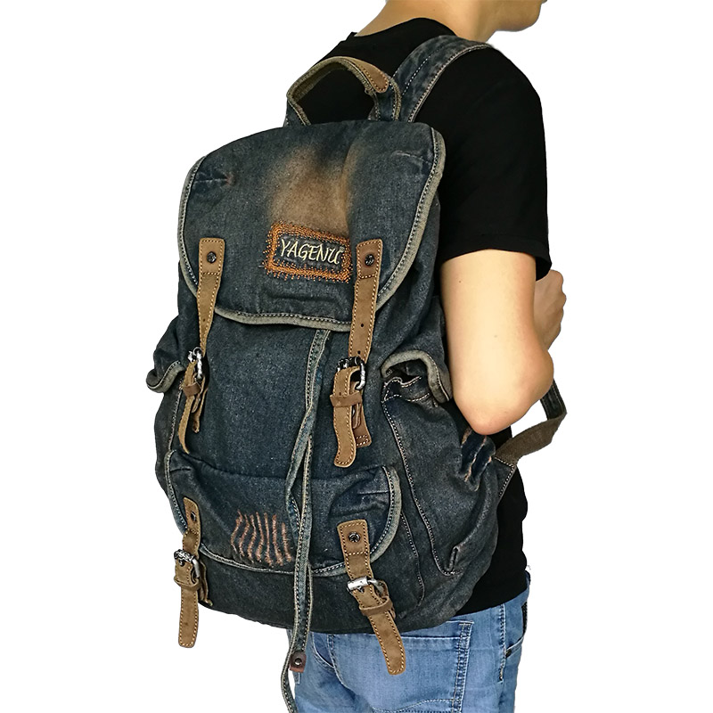레트로 캔버스 가죽 더블 숄더백 캐주얼 여행 배낭 남녀 - Canvas Backpack Casual 리뷰 및 가격